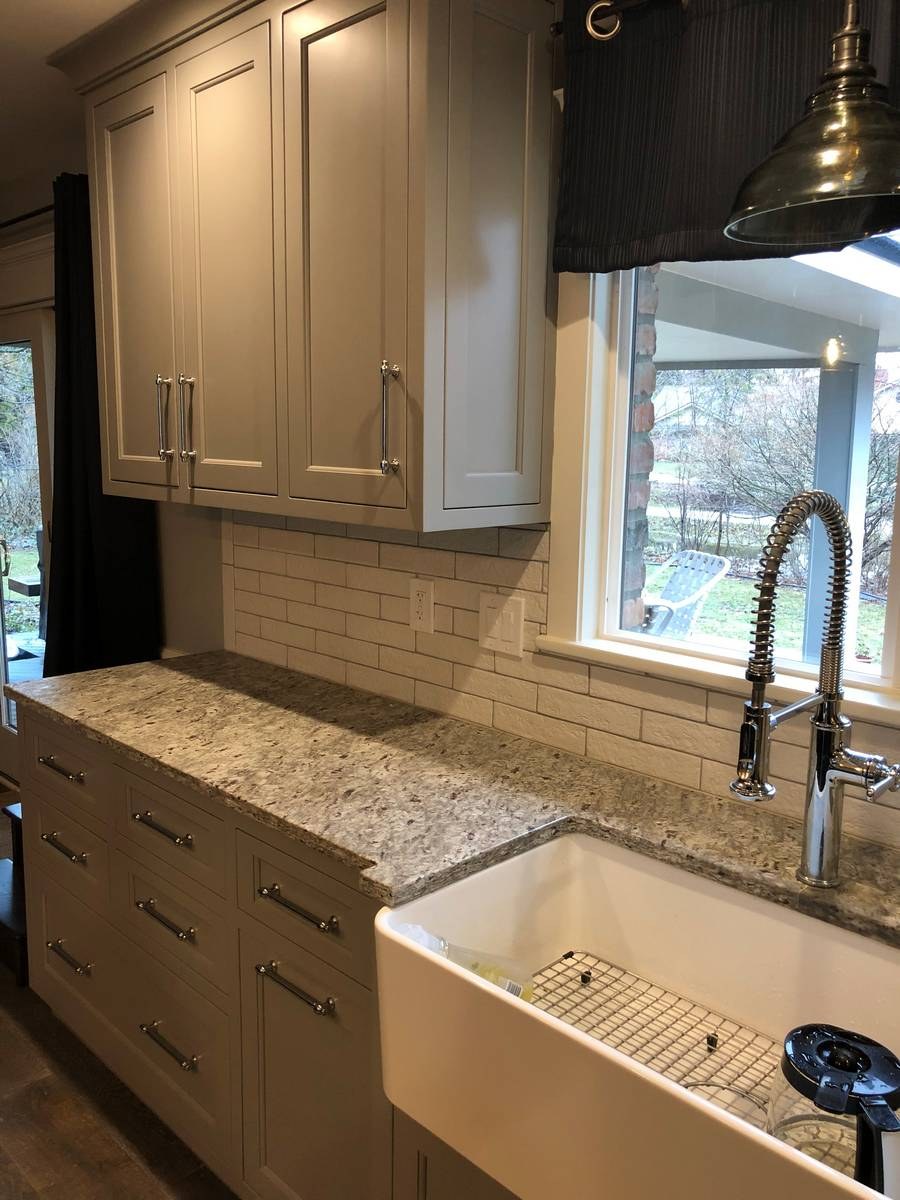 Kitchen remodel detail with custom cabinetry and designer hardware