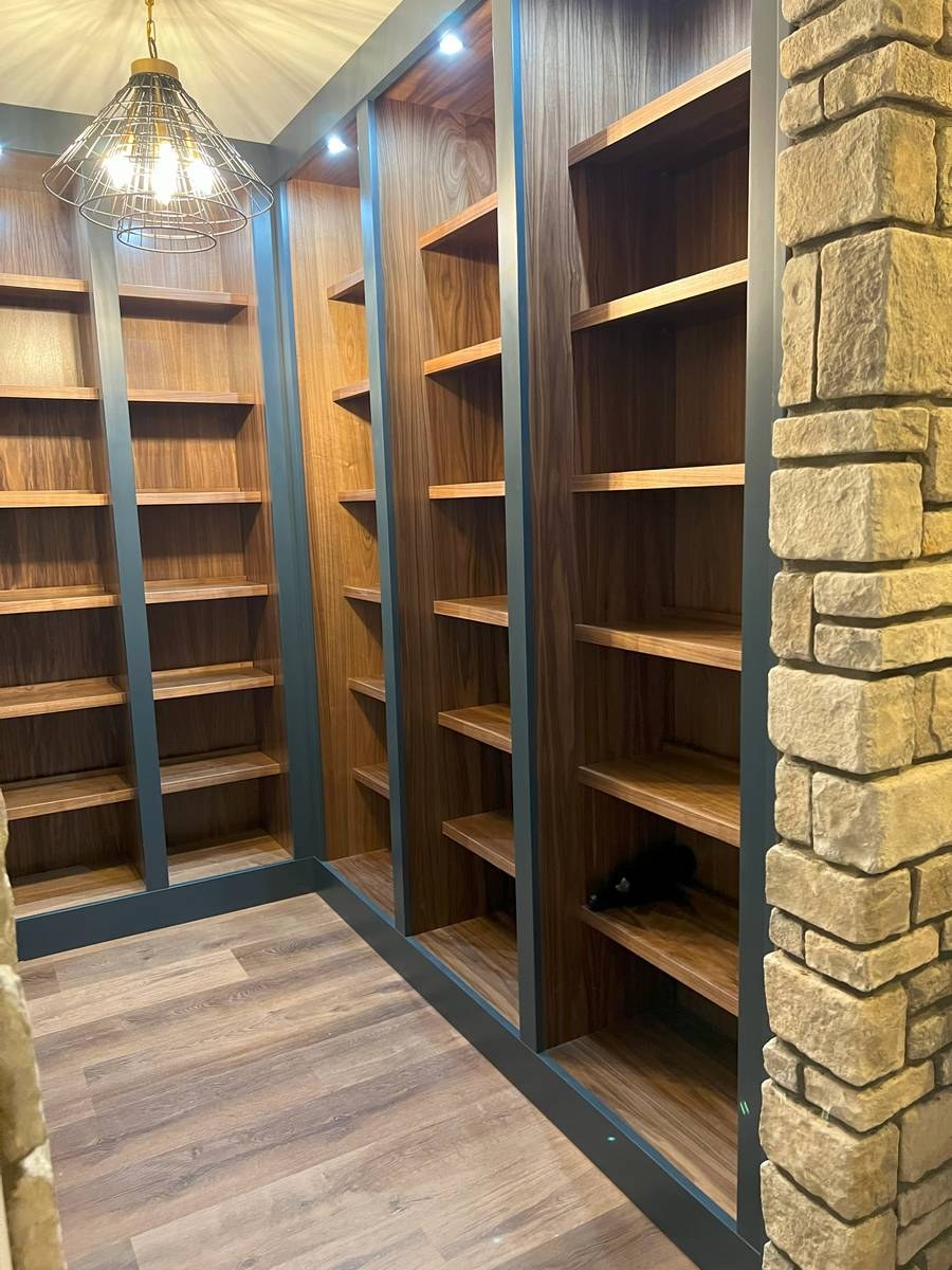 Lower level addition with open entertainment space and custom millwork